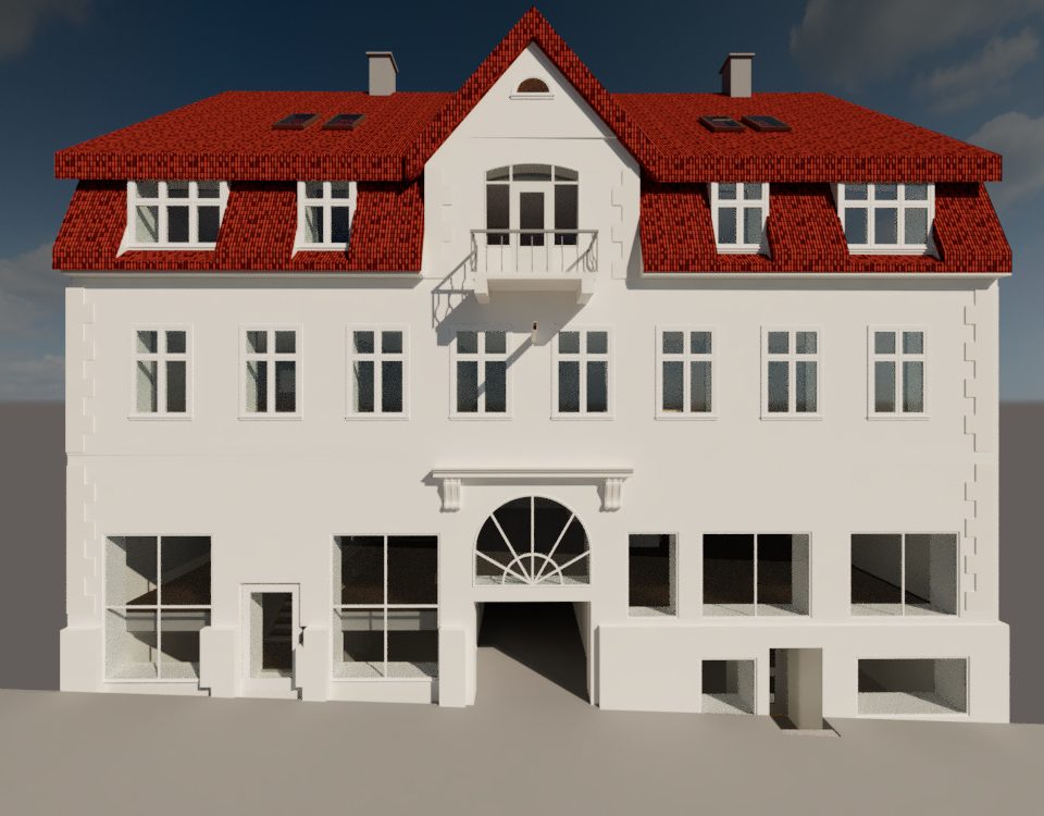 Visualisering af bygning der renoveres